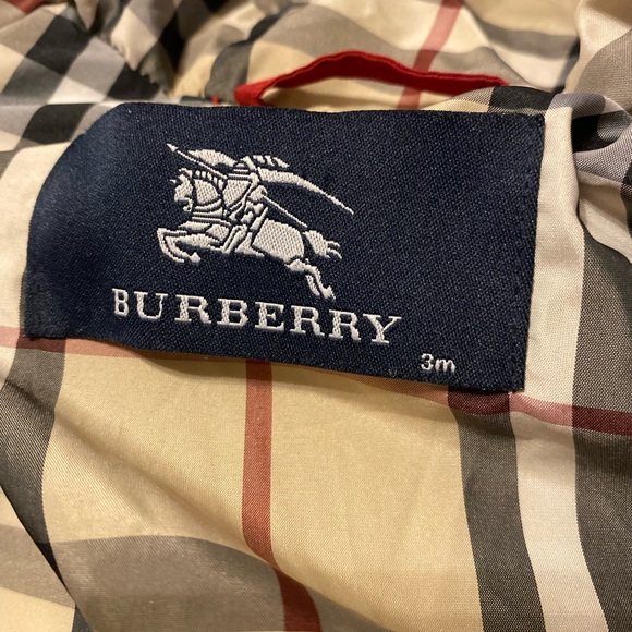 BURBERRY Kids Baby Red Down Puffer Coat w/ Mittens Nova Check House Lining 3M - Picture 8 of 16